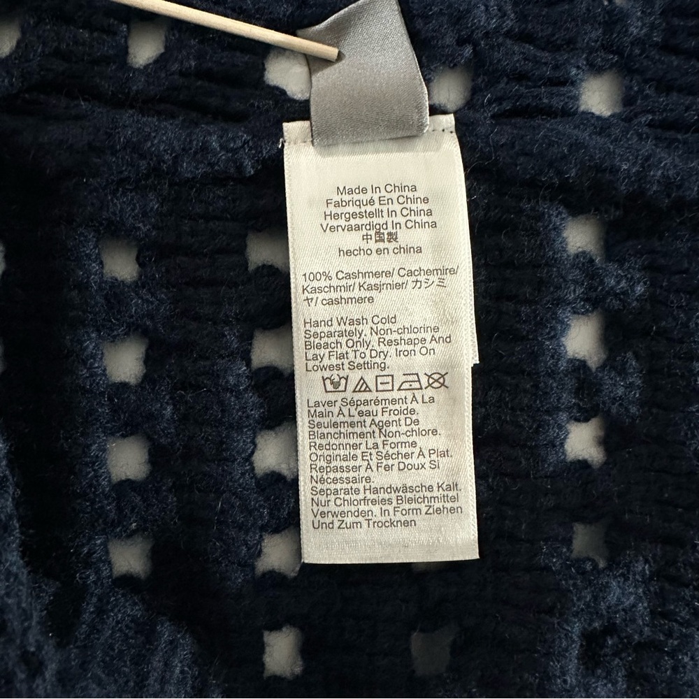 J. Crew Collection 100% Cashmere Sailor-Collar Pointelle Sweater Navy | XL | NWT - Picture 10 of 14